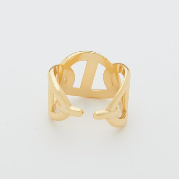 18K gold Vermeil Interlocking Gold Adjustable Ring - Picture 2 of 13